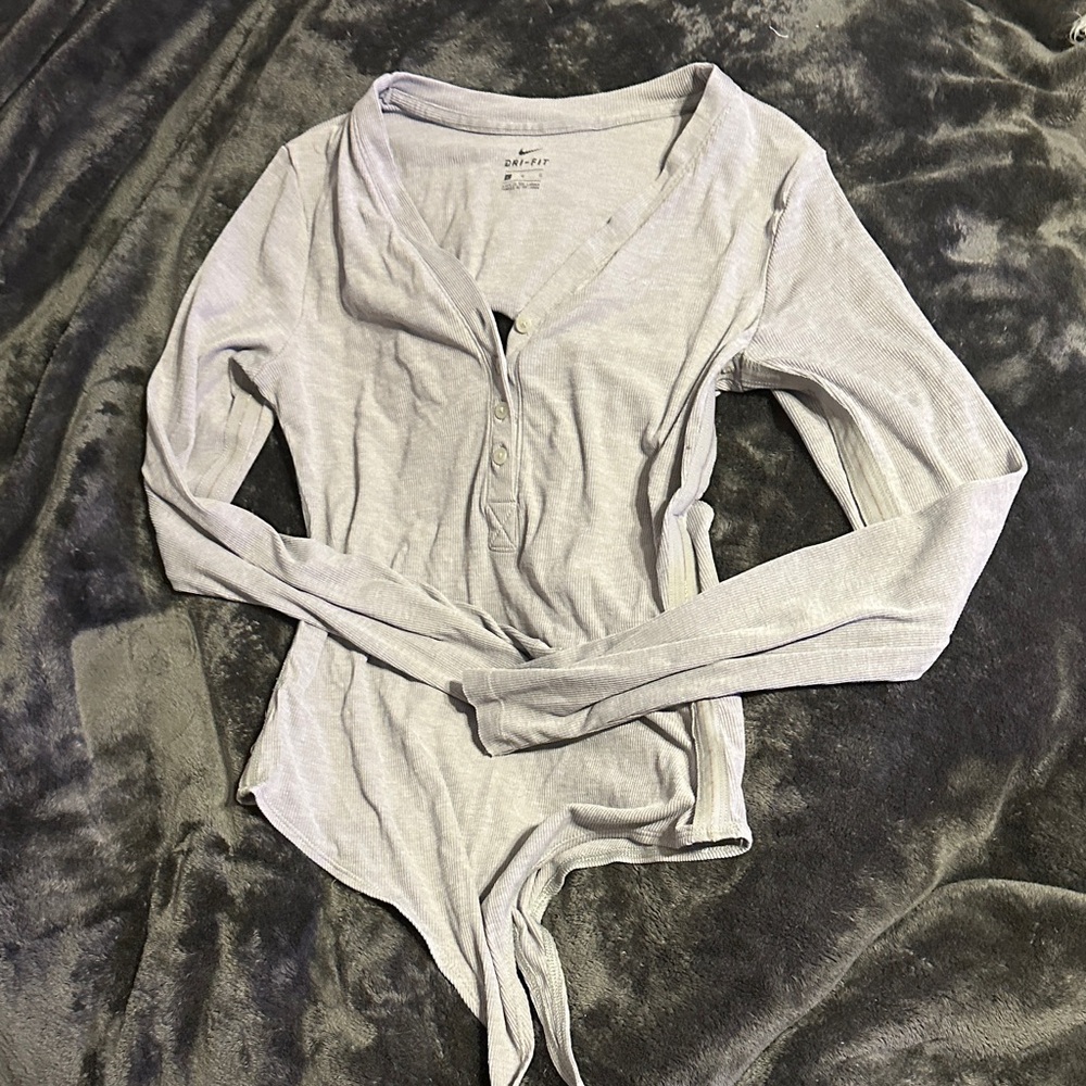 Nike Light Gray Long Sleeve Bodysuit